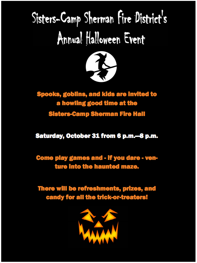 Halloween-Flyer_2015 | Sisters-Camp Sherman Fire District